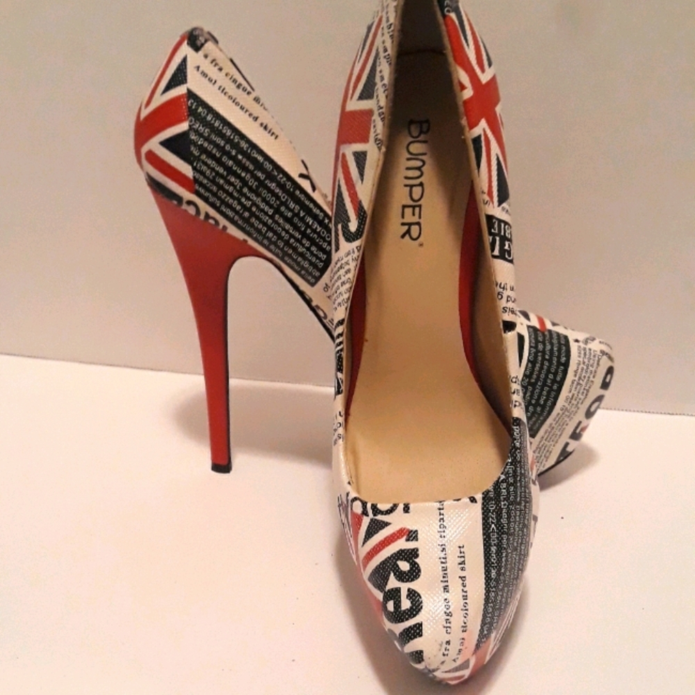 British Flag newspaper design Stilettos